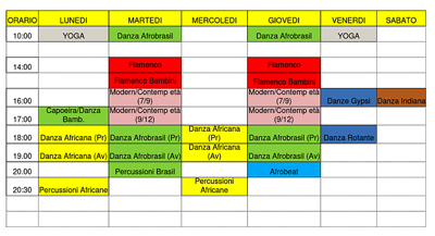 Palinsesto attività 2022